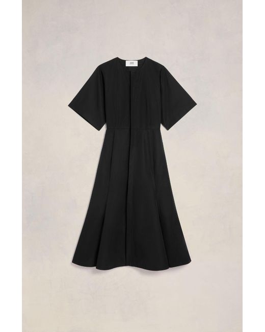 AMI Black Midi Dress With Hidden Tab