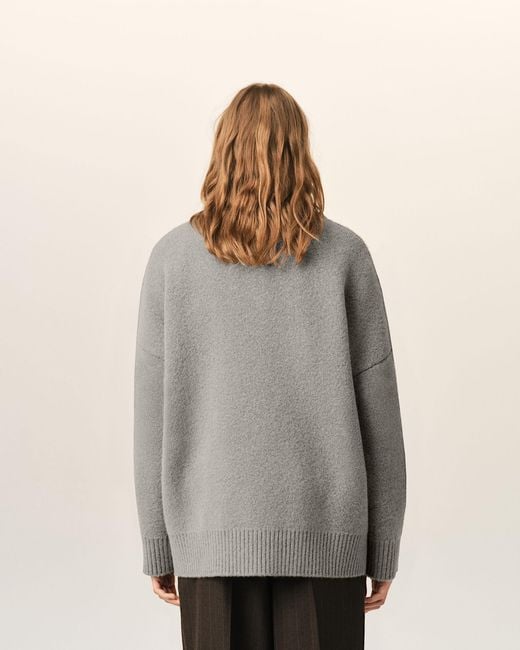 AMI Gray Alpaca Cardigan With Ami De Coeur