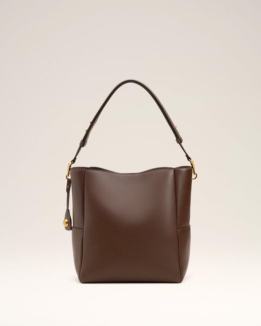 AMI Brown Smooth Leather Carrousel Bucket Bag