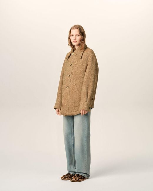 AMI Natural Wool Button-Down Jacket