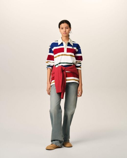 AMI Blue Striped Cotton Polo With Ami Patch