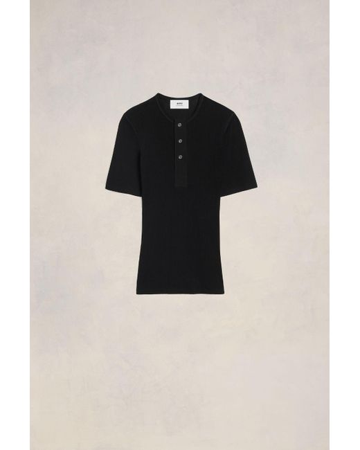 AMI Black Short Sleeves T-shirt for men
