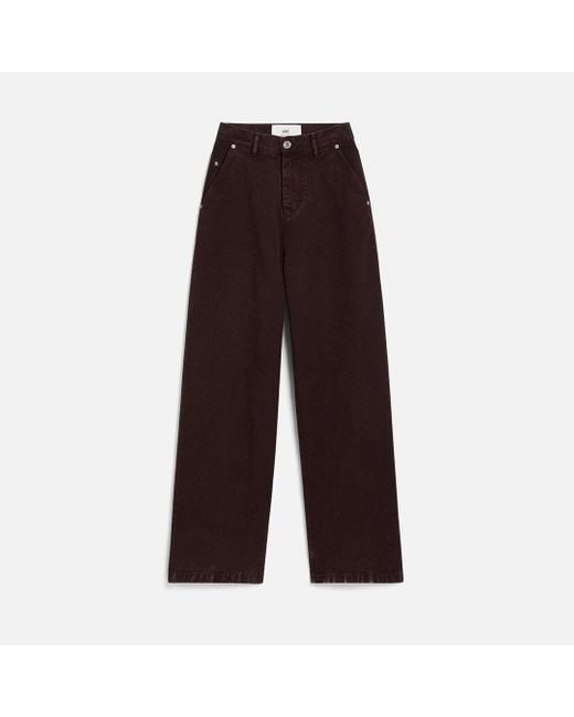 AMI Brown Burgundy Cotton Wide Fit Jeans