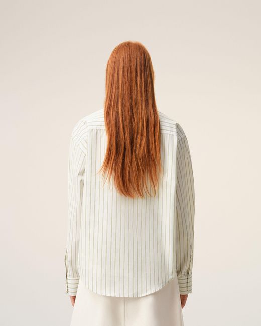 AMI Natural Striped Cotton Ami De Coeur Boxy Shirt