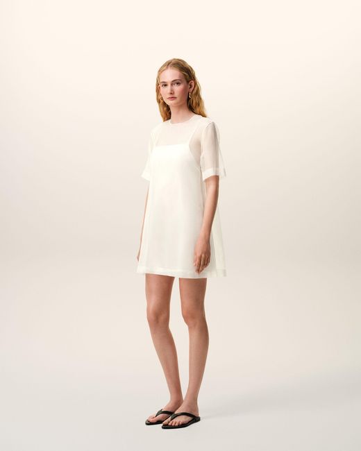 AMI Natural Silk Mini Trapeze Dress