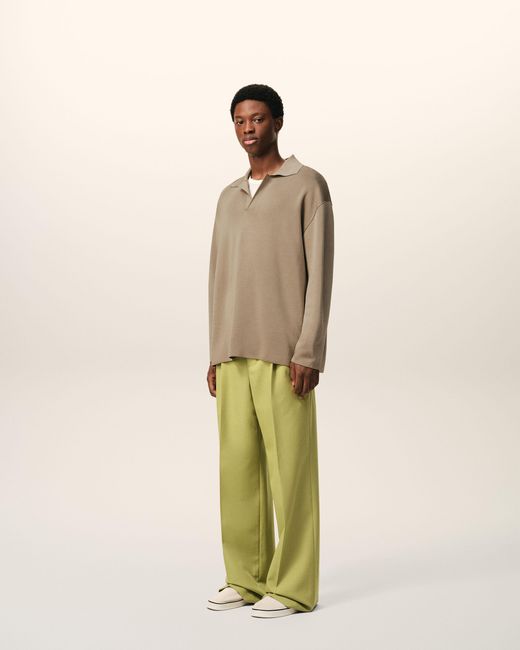 AMI Natural Wool Long Sleeves Polo for men