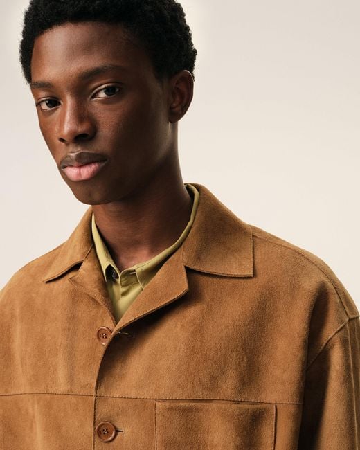 AMI Natural Goat Leather Buttoned Overshirt