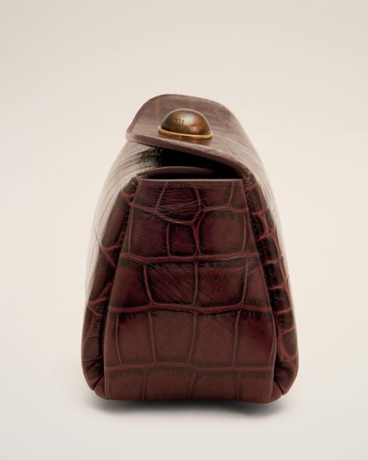 AMI Natural Mini Crocodile Embossed Cow Leather Carrousel Bag
