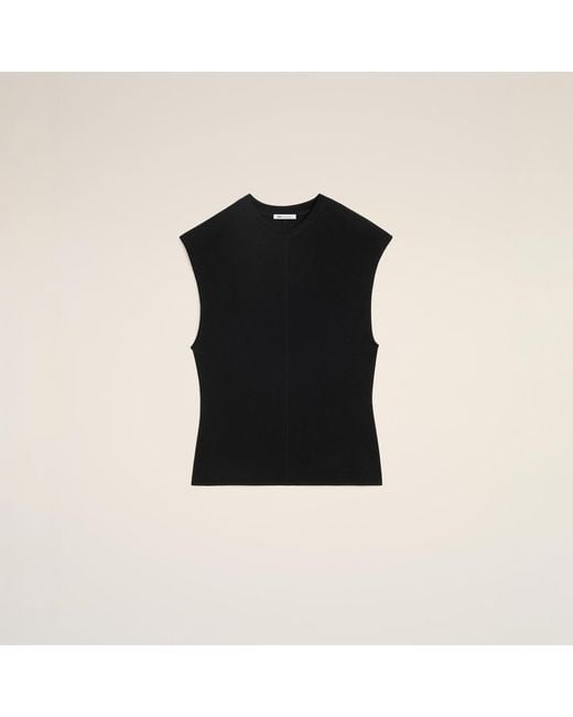 AMI Black Jersey Sleeveless Fitted Top