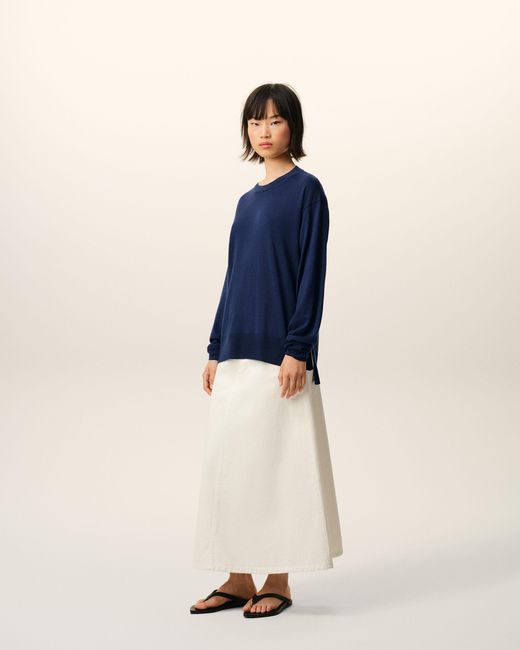 AMI Blue Bleu Thin Wool Crewneck Ami De Coeur Sweater