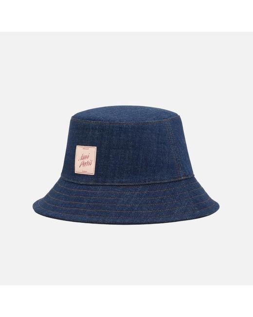 AMI Blue Denim Cotton Heritage Patch Hat