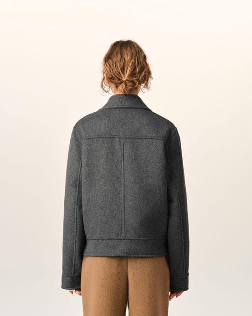 AMI Gray Button-Down Wool And Cashmere Jacket