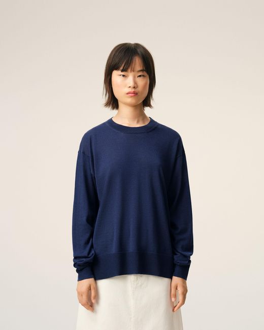 AMI Blue Bleu Thin Wool Crewneck Ami De Coeur Sweater