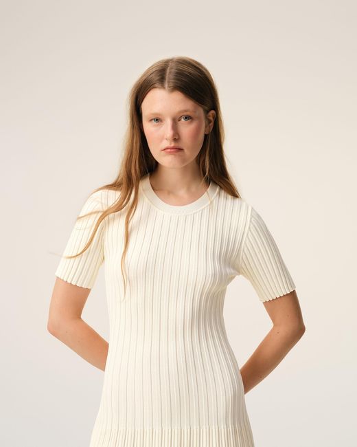AMI Natural Knit Mini Godet Dress