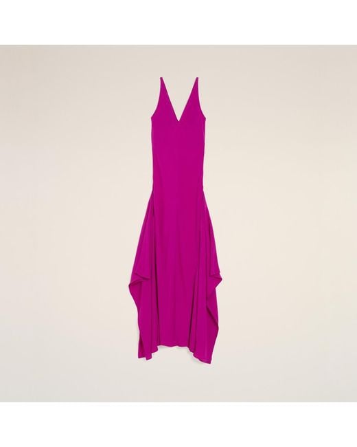 AMI Pink Long Silk-Blend Godet Dress