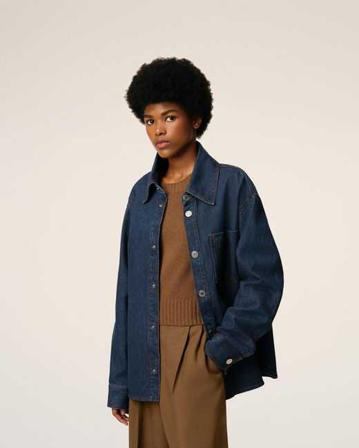 AMI Blue Cotton Ami De Coeur Overshirt