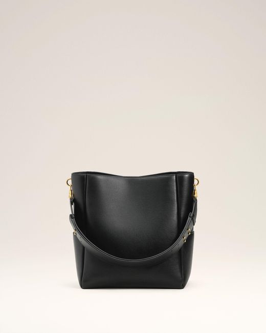 AMI Black Smooth Leather Carrousel Bucket Bag