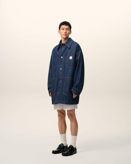 AMI Blue Cotton Heritage Label Worker Jacket