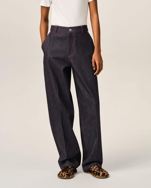 AMI Blue Balloon-Fit Cotton Jeans