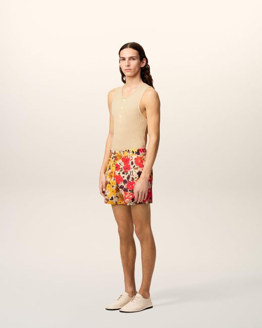 Short Jaune Fleuri En Coton Vert & Jaune AMI en coloris Multicolor