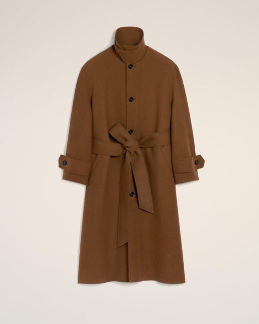 AMI Brown Wool Belted Mac
