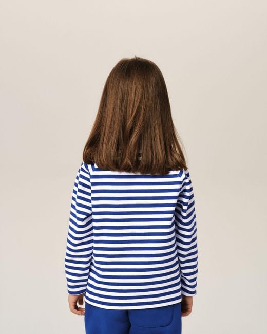 AMI Blue And Mariniere Cotton T-Shirt With Ami De Coeur