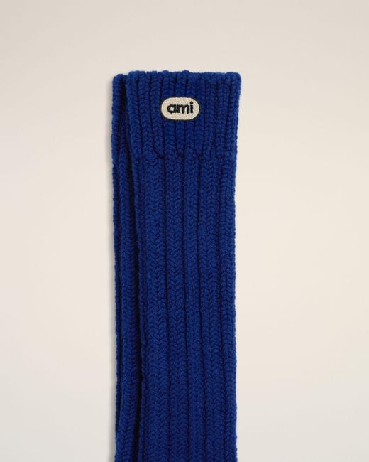 AMI Blue Wool Socks With Ami Patch