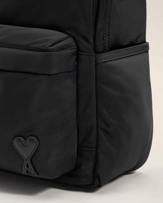 AMI Black Nylon Canvas Marcel Backpack