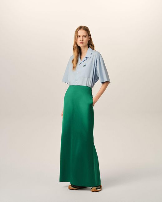 AMI Green Straight Wool And Viscose Skirt