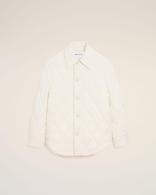 AMI Natural Nylon Padded Buttoned Jacket