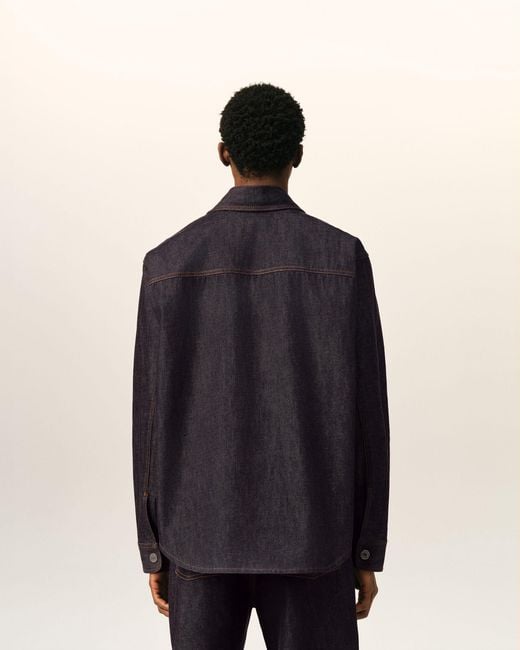 AMI Blue Cotton Overshirt With Ami De Coeur