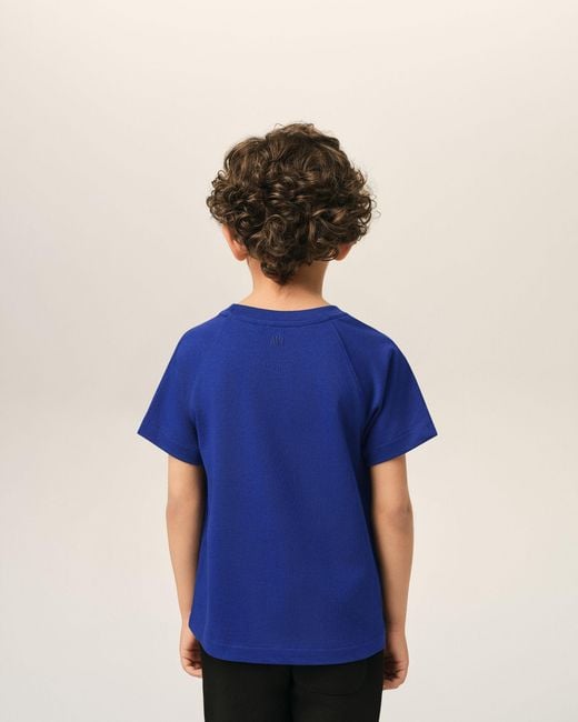 AMI Blue Cotton T-Shirt With Ami De Coeur