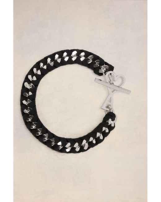 AMI Black Ami De Coeur Braided Chain Bracelet for men