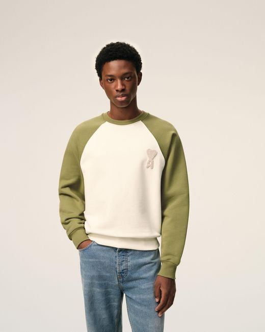 AMI Natural And Cotton Knitted Ami De Coeur Sweatshirt