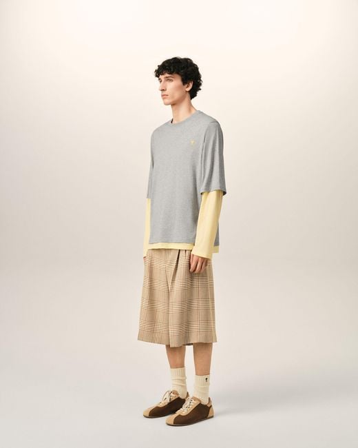 AMI Natural Cotton Double-Sleeve Effect Ami De Coeur T-Shirt for men