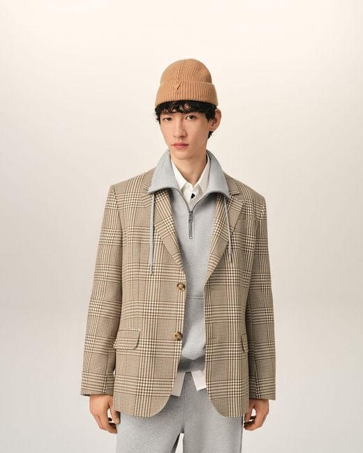 AMI Natural Wool Prince Of Wales Straight Jacket for men