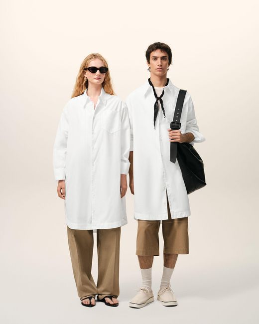 AMI Natural Cotton Ami De Coeur Wide Shirt Dress
