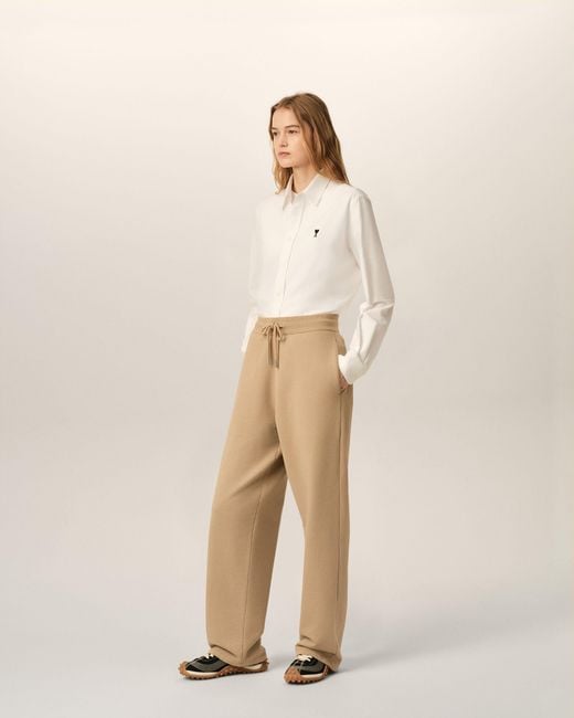 AMI Natural Cotton Track Pants With Ami De Coeur