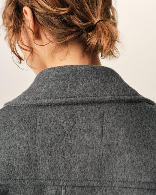 AMI Gray Button-Down Wool And Cashmere Jacket