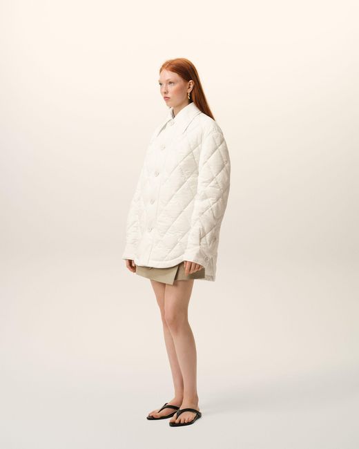 AMI Natural Nylon Padded Buttoned Jacket