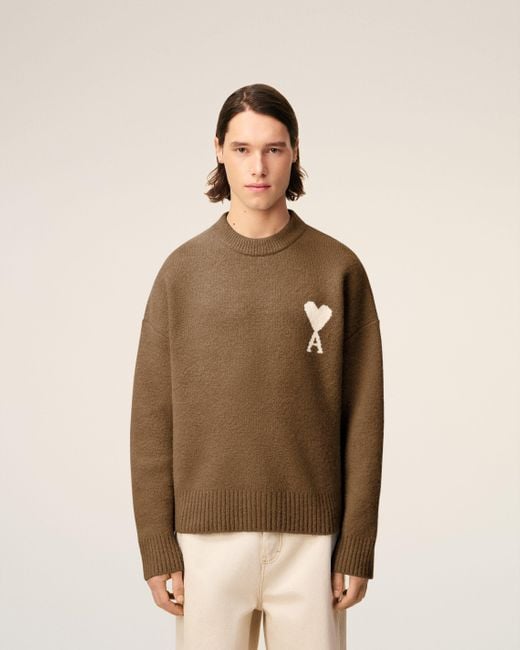 AMI Natural Alpaca Ami De Coeur Crewneck Sweater