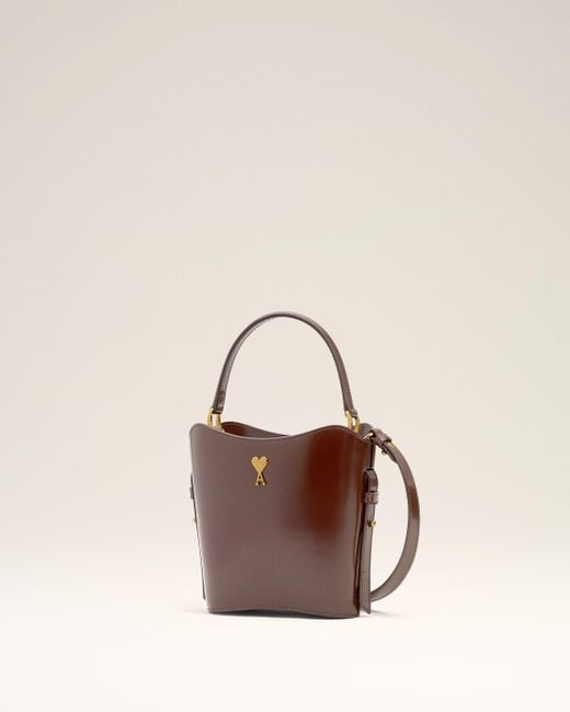 AMI Natural Mini Paris Paris Bucket Bag Aus Glasiertem Leder