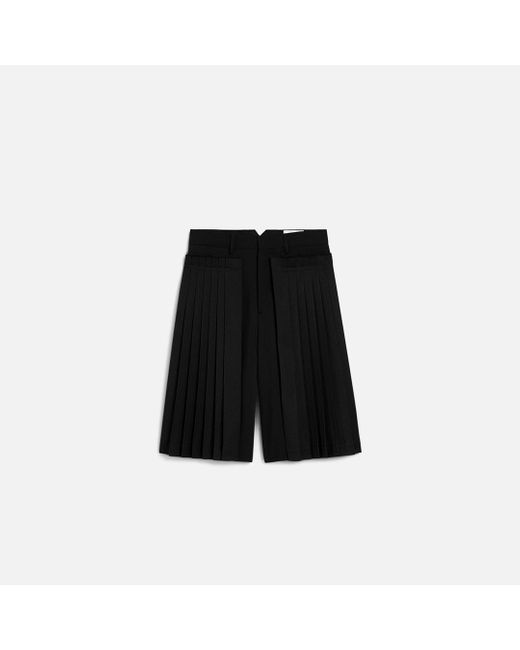 AMI Black Wool Pleated Bermuda for men