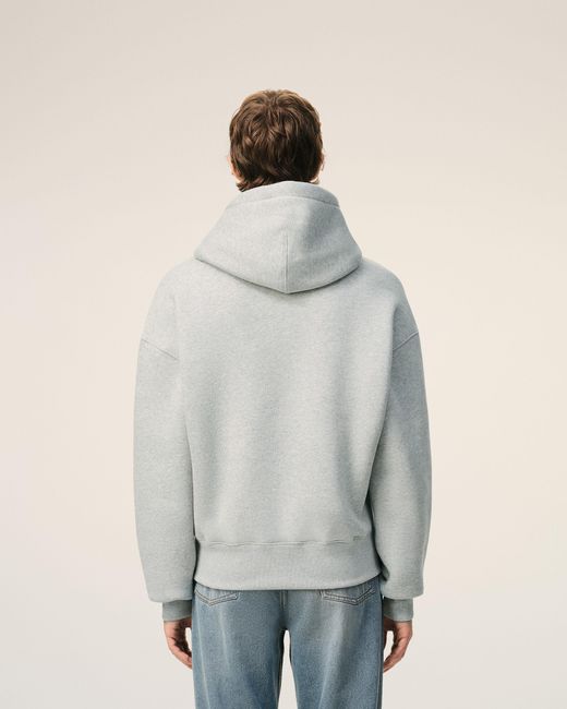 AMI Gray Cotton Embossed Ami De Coeur Hoodie