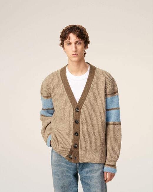 AMI Natural Wool College Cardigan for men