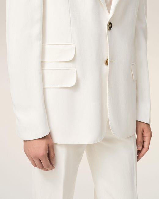 AMI Natural Blended Linen Single Breasted Straight Jacket for men