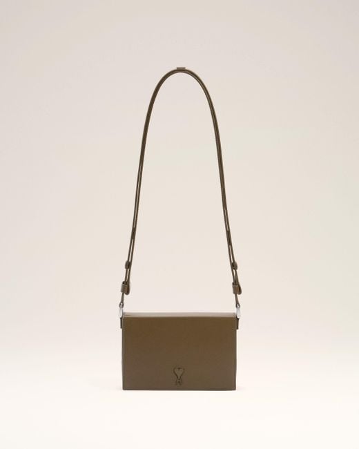 AMI Natural Smooth Leather Ami De Coeur Lunch Box Bag