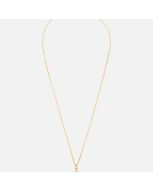 AMI Natural Brass Hammered "5" Pendant Necklace