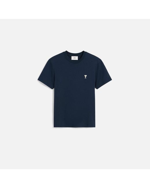 AMI Blue Cotton Ami De Coeur T-Shirt for men