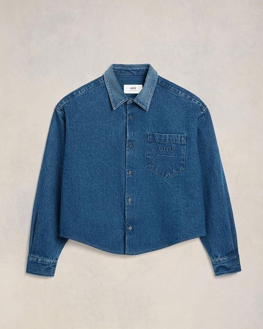 AMI Blue Ami Denim Shirt for men